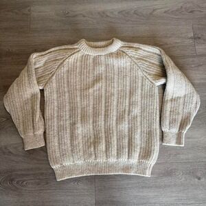 Vintage Habersham Road 100% Pure New Wool Irish Sweater Made in Ireland Oatmeal
